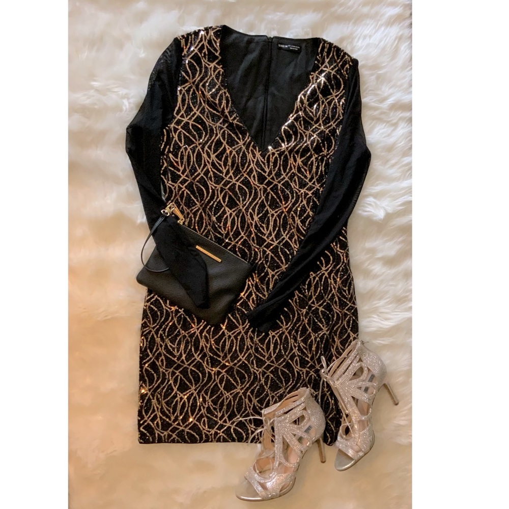 Sparkly Black & Gold Dress